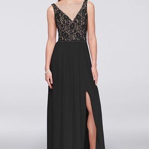 David’s Bridal Illusion V-neck lace & mesh dress